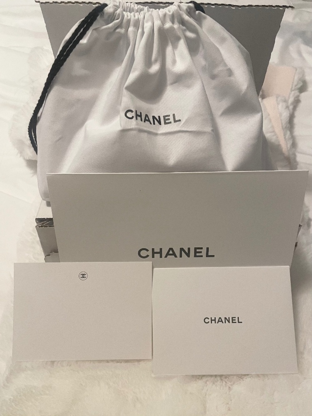 Chanel White Cotton Storage Dust Bag Pouch